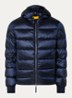 Pharrell puffer jack met capuchon en logo - Donkerblauw