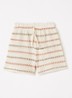 Grofgebreide straight fit korte broek met streepprint - Beige