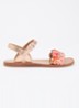 Plagette Multi Flower sandaal van leer met metallic finish - Lichtroze