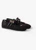 Ballerina van mesh met leren details - Zwart