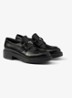 Chocolate loafer van leer met logo  - Zwart