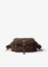 Explore Re-Nylon Medium schoudertas met leren details - Donkerbruin