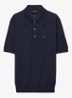 Fijngebreide regular fit polo van wol - Donkerblauw