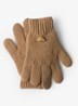 Grofgebreide handschoenen in kasjmierblend met logo - Beige
