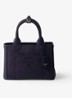 Jardinière Small handtas met leren details en logo - Donkerblauw