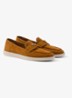 Loafer van suède met logo - Camel