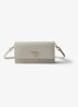 Mini clutch van leer met afneembare schouderriem - Lichtgrijs