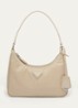 Re-Edition 2005 Re-Nylon schoudertas met leren details - Beige