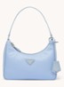 Re-Edition 2005 Re-Nylon schoudertas met leren details - Lichtblauw