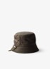 Re-Nylon bucket hoed met leren details - Legergroen