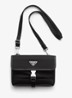 Re-Nylon crossbodytas met leren details - Zwart