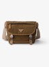 Re-Nylon crossbodytas met leren details - Bruin