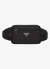 Re-Nylon heuptas met leren details - Zwart