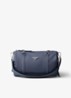 Re-Nylon Large schoudertas met leren details - Blauw
