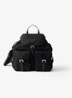 Re-Nylon Medium rugzak met leren details - Diepzwart