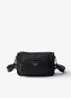 Re-Nylon Medium schoudertas met leren details - Zwart