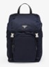 Re-Nylon rugzak met kalfsleren details - Donkerblauw