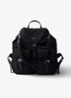Re-Nylon rugzak met leren details - Zwart