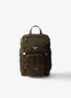 Re-Nylon rugzak met leren details - Legergroen