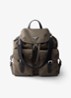 Re-Nylon rugzak met leren details - Legergroen