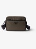 Re-Nylon schoudertas met leren details - Legergroen