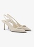 Slingback van lakleer met logo - Gebroken wit
