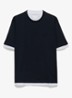 T-shirt met contrast - Donkerblauw