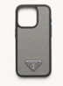 Telefoonhoes van leer voor iPhone 15 Pro - Lichtgrijs