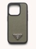 Telefoonhoes van leer voor iPhone 15 Pro - Olijfgroen