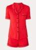 Bamboe pyjamaset met contrasterende bies - Rood