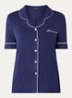 Bamboe pyjamaset met contrasterende bies - Donkerblauw