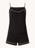 Bamboo pyjamaset met contrasterende bies - Zwart