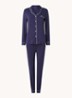 Bamboo pyjamaset met getipte bies - Donkerblauw
