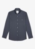 Japanese knitted slim fit overhemd - Middenblauw