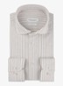 Slim fit overhemd in linnenblend met streepprint - Beige