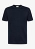 T-shirt in linnenblend met ronde hals - Blauw