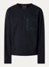 Waffle longsleeve met structuur en ritszak - Zwart