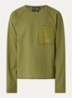 Waffle longsleeve met structuur en ritszak - Olijfgroen