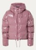 Puffer jack met capuchon en logo - Oudroze
