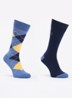 Argyle Crew sokken met logoborduring in 2-pack - Donkerblauw