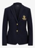 Blazer van piqué katoen met metallic logoborduring - Lauren navy / blauw