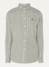 Blouse met streepprint en logoborduring - Legergroen