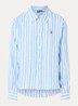 Blouse met streepprint en logoborduring - Blauw