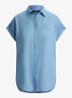 Blouse van linnen met logoborduring - Blue Note / Blauw