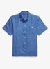 Classic fit overhemd van linnen met borstzak - Dusty Azure-31RH