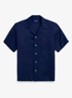 Classic fit overhemd van linnen met borstzak - Donkerblauw