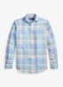 Classic fit overhemd van linnen met ruitdessin - 7105A Blue Orange Multi-ZYHR