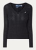 Classic kabelgebreide pullover met V-hals - Zwart