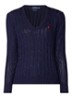 Classic kabelgebreide pullover met V-hals - Donkerblauw