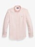 Custom fit gestreept Oxford overhemd - Peach / White / Zalmroze